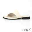 【HERLS】拖鞋-羊皮寬版套趾低跟拖鞋(白色)