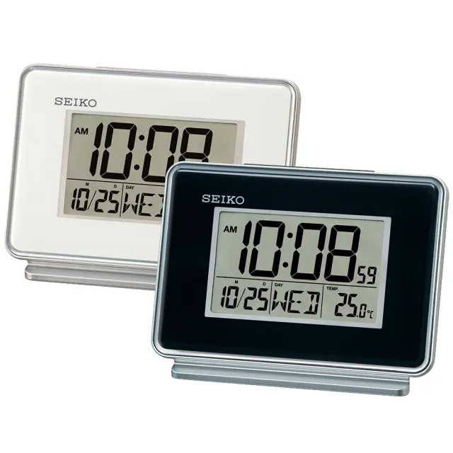 【SEIKO 精工】溫度顯示 雙鬧鈴電子鬧鐘-2色可選 雙11 送禮(QHL068K/QHL068W/速)