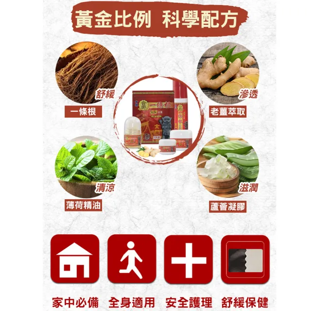 【金賺】金牌一條根加味老薑精油霜4瓶(80ml草本精油)