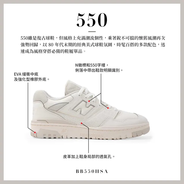 【NEW BALANCE】NB 復古休閒鞋/運動鞋_男鞋/女鞋_白色_BB550HSA-D