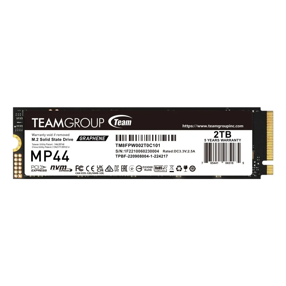 【Team 十銓】MP44 2TB M.2 PCIe 4.0 SSD 固態硬碟(讀7400MB ; 寫7000MB)