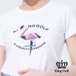 【KING GOLF】速達-網路獨賣款-女款趣味火鶴印圖造型上衣(白色)