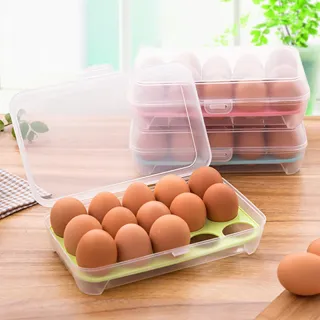 【Finger Pop 指選好物】15格雞蛋盒2入組(透明雞蛋盒 雞蛋托 雞蛋格 收納盒 食物保鮮盒)