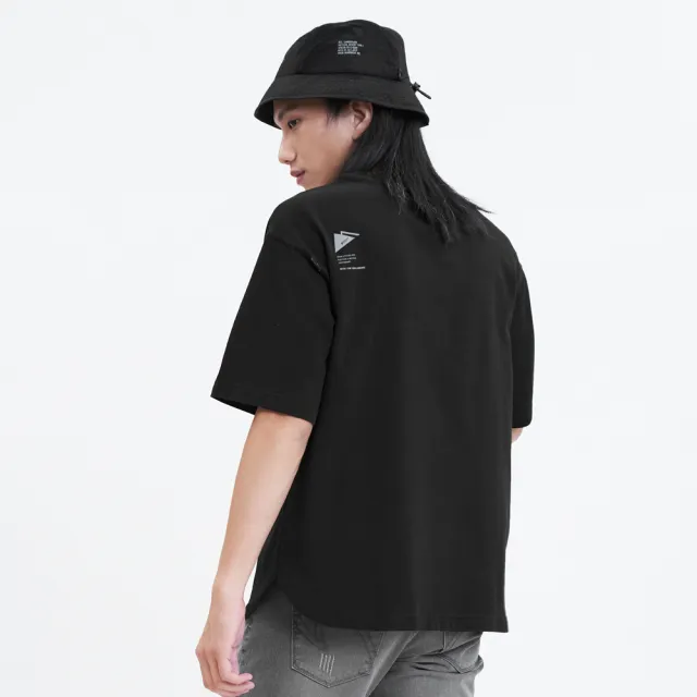 【5th STREET】男裝立體束袋短袖T恤-黑色(山形系列)