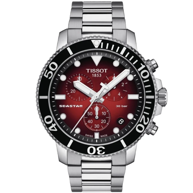 【TISSOT 天梭 官方授權】SEASTAR1000 海星系列 300m 潛水計時腕錶 母親節 禮物(T1204171142100)