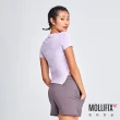 【Mollifix 瑪莉菲絲】側抽皺短袖訓練上衣、瑜珈上衣、瑜珈服(霧紫)