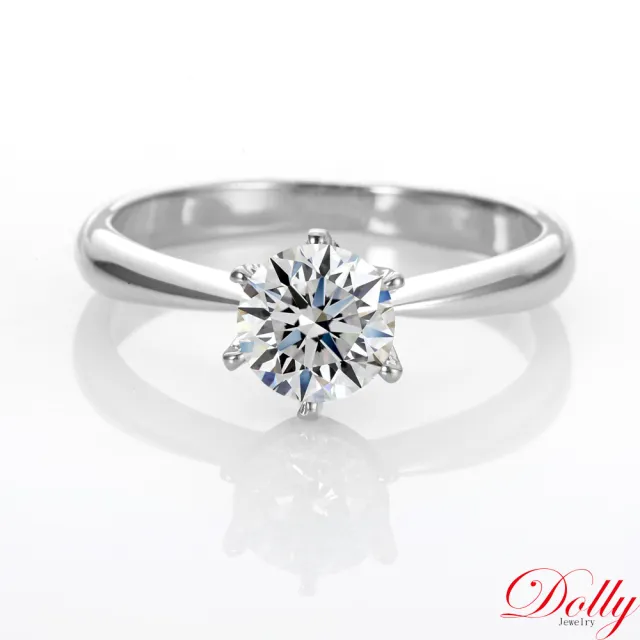 【DOLLY】1克拉 18K金求婚戒完美車工鑽石戒指(017)