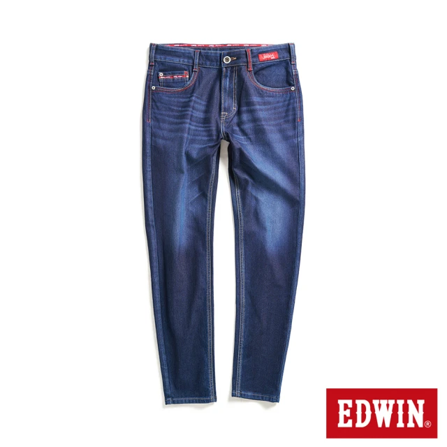 【EDWIN】男裝 東京紅360°迦績彈力機能極窄管褲(原藍磨)