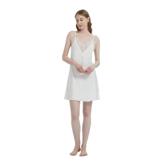 【蕾妮塔塔】緞面冰雪絲質 吊帶小洋裝(R26012-1白)