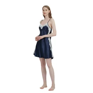 【蕾妮塔塔】緞面冰雪絲質 吊帶小洋裝(R26008-10深藍)