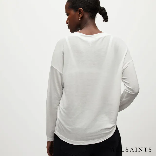 【ALLSAINTS】KATI 自然垂墜天絲柔軟長袖上衣T恤-白 WM006Y(舒適版型)