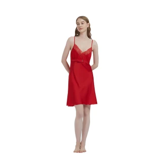 【蕾妮塔塔】緞面冰雪絲質 吊帶小洋裝(R26018-8紅)