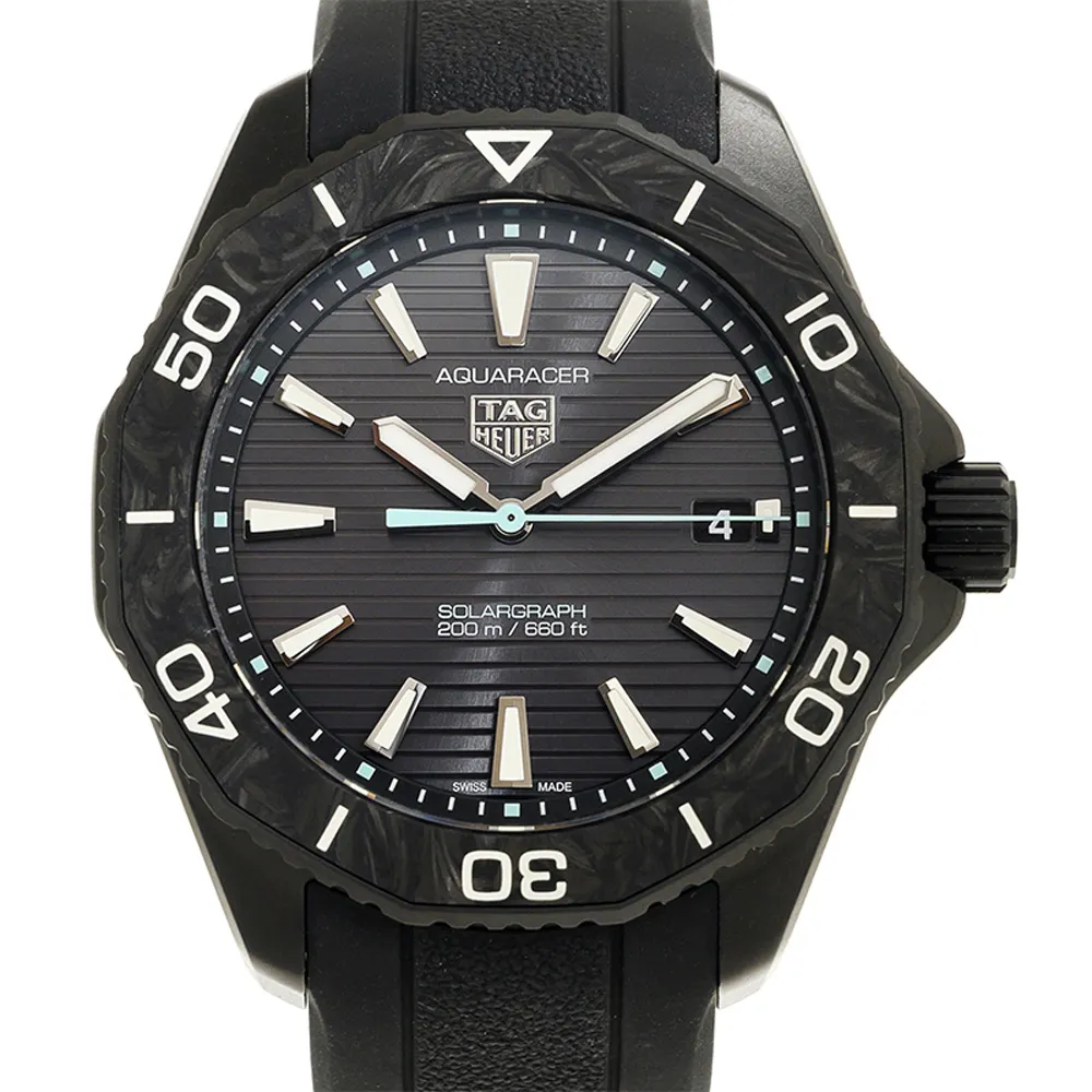 【TAG HEUER 豪雅】AQUARACER黑色DLC塗層精鋼橡膠款x40mm(WBP1112.FT6199)