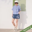 【betty’s 貝蒂思】帆船牛仔刷破不對稱短裙(深藍)