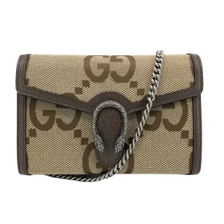 【GUCCI 古馳】Dionysus Jumbo GG 帆布酒神手拿/斜背包(401231-棕)