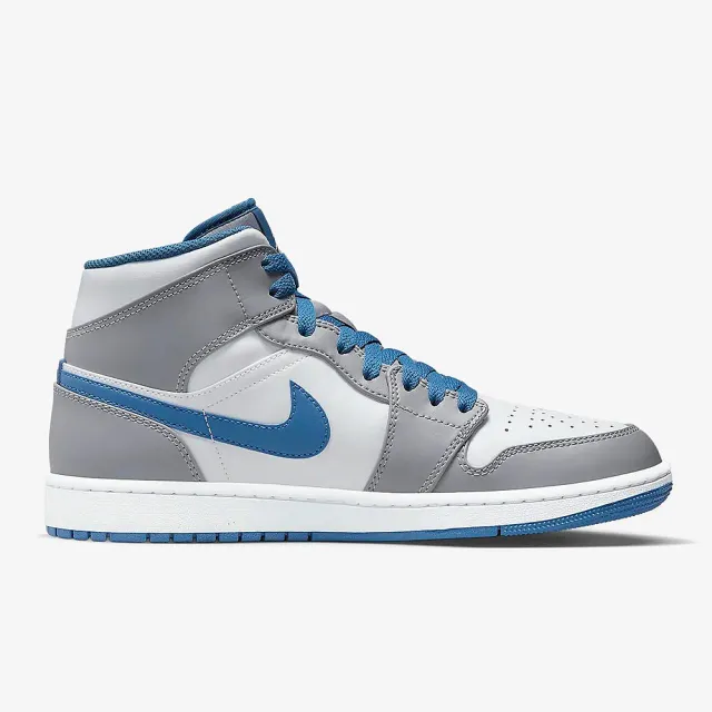 NIKE 耐吉 Air Jordan 1 Mid True Blue 灰白藍 男款 運動鞋 喬丹(DQ8426-014)