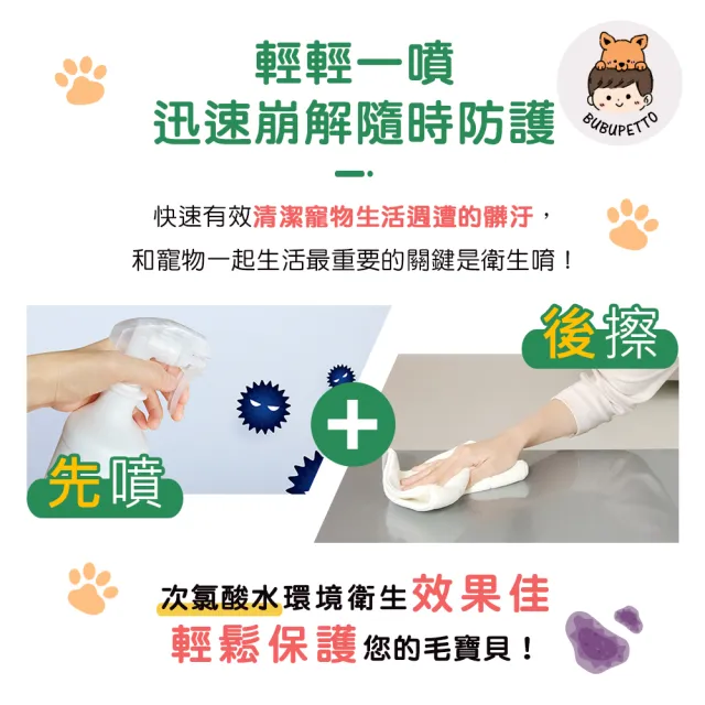 【BUBUPETTO】毛孩餐具用免稀釋次氯酸水2000mlx1瓶(毛小孩 寵物 餐碗)