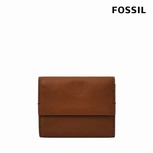 【FOSSIL 官方旗艦館】Penrose 真皮扣式零錢袋短夾-咖啡色 SL8288200