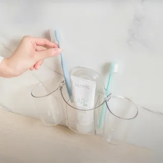 【UdiLife】hold掛/無痕貼可瀝水雙杯牙刷架-1入組(牙刷架) 
