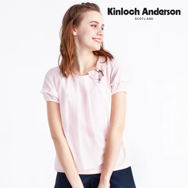 Kinloch Anderson 圓領短袖上衣 優雅蝴蝶結雪紡袖T恤 棉T KA108302756 金安德森女裝(藏青)