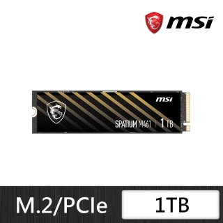 【MSI 微星】SPATIUM M461 1TB M.2 2280 PCIe 4.0 ssd固態硬碟 (讀 5000M/寫 3200M)