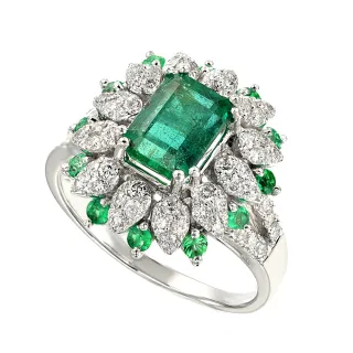 【CTJ】女王節!綻放1克拉 天然祖母綠 天然鑽石 鑽石戒指(天然哥倫比亞祖母綠鑽石戒指)