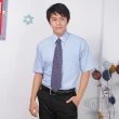 【JIA HUEI】男仕短袖海島棉防皺襯衫 藍色(台灣製造)