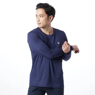 【Hilltop 山頂鳥】吸濕快乾長袖針織上衣 男款 藍｜PS15XM33ECE0