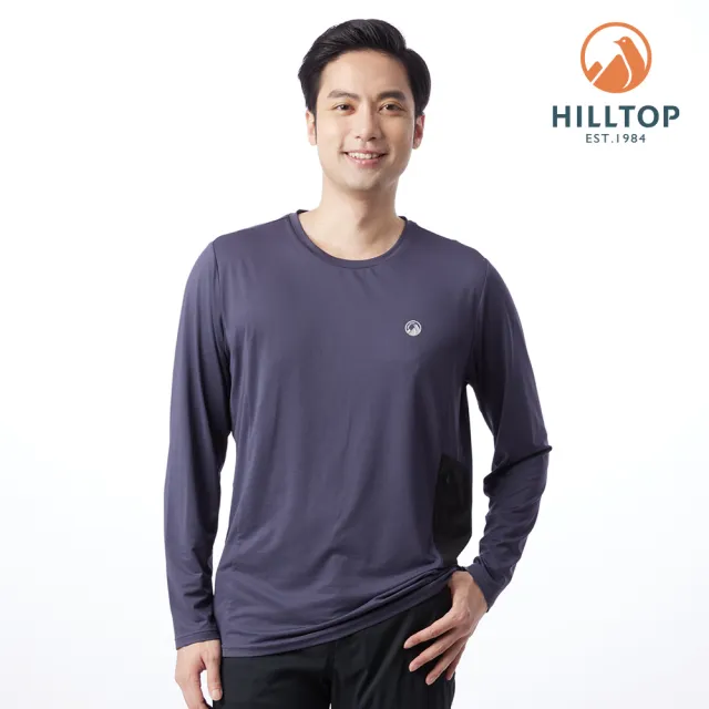 【Hilltop 山頂鳥】吸濕快乾長袖針織上衣 男款 灰|PS15XM33ECK0
