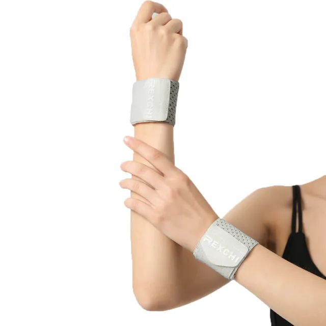 【Rexchi】超值2入組 可調整式運動腕帶 升級網孔款 親膚透氣 手腕巾(跑步 騎車 健身 運動 保護 腕帶)
