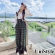 【UniStyle】現貨 吊帶連身長褲 復古格紋 女 ZM102-C819(綠格子)
