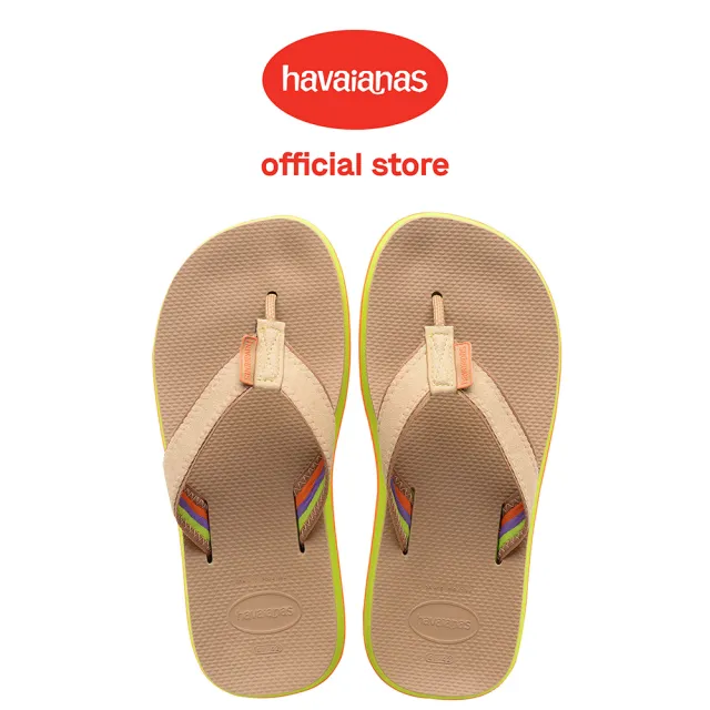 【havaianas 哈瓦仕】拖鞋 男鞋 夾腳拖 寬帶 皮革鞋帶 Urban Fusion II 卡其色 4147292-3581M(哈瓦士)