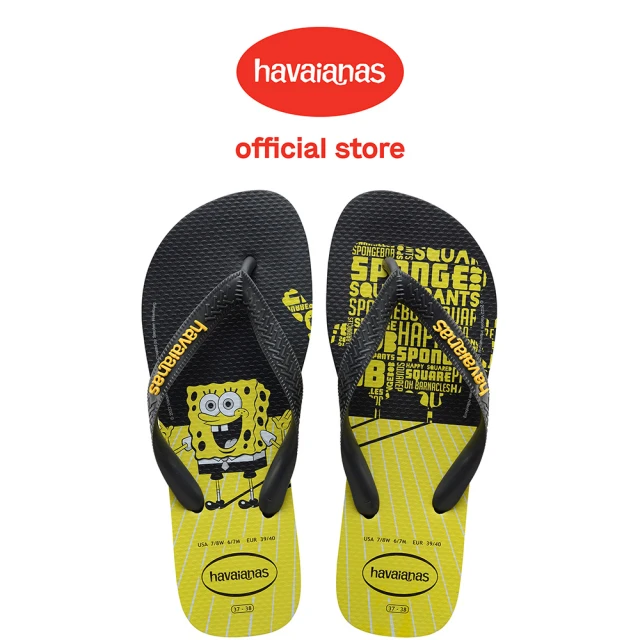 havaianas 哈瓦仕 拖鞋 男鞋 女鞋 夾腳拖 海綿寶寶 Top Spongebob 黑黃 4148298-0074U(哈瓦士)