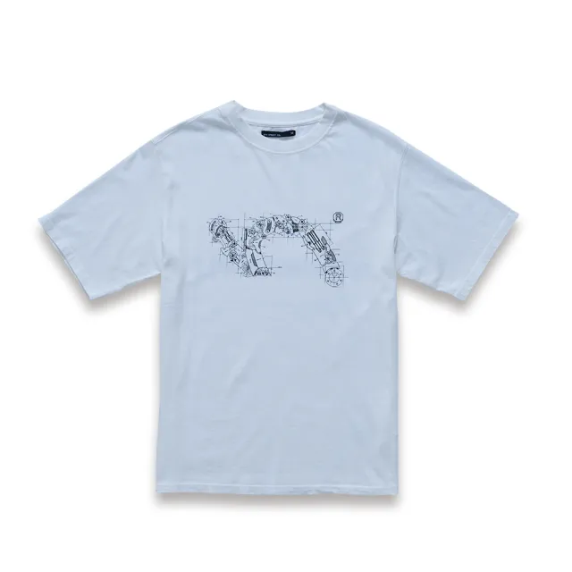 【5th STREET】雙11 中性 短t 短袖 上衣 t恤 TEE 機械 logo 印花 白色(570912)