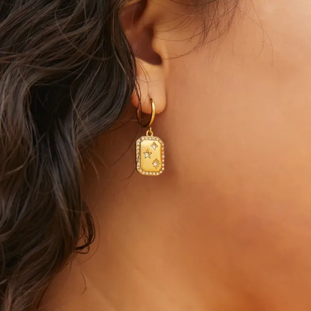 【ANJI 安集】18K金 歐美圈鋯 耳環 頂級鍍K金(水晶 歐美 925銀 開運輕珠寶)