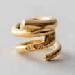 【ete】環形交錯寶石迴紋針夾式耳環(金色)