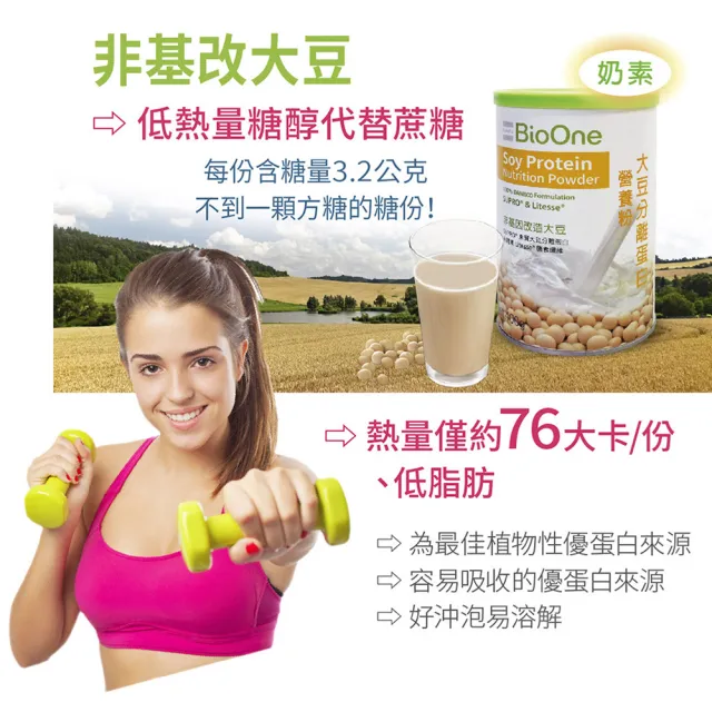 【BioOne 碧而優】大豆分離蛋白營養粉(400g/罐)