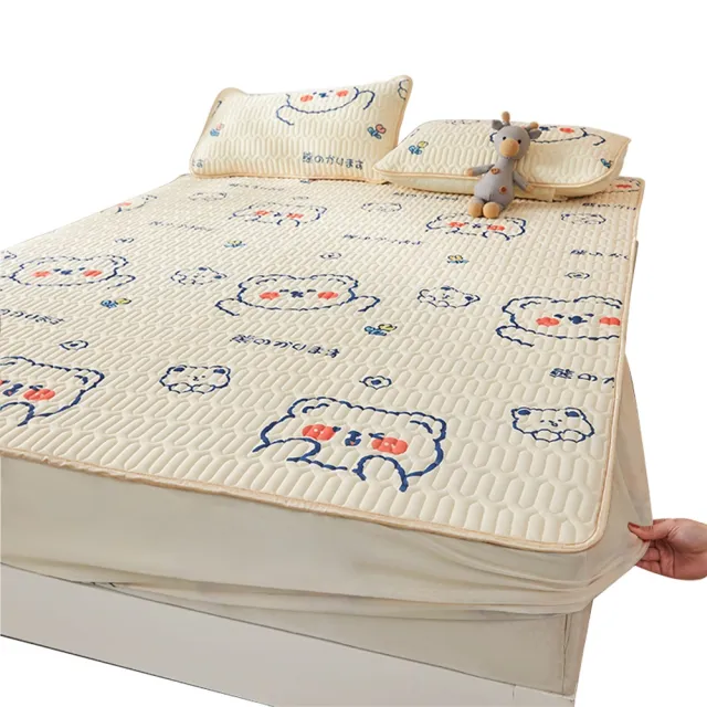 【DaoDi】床包式冰絲乳膠涼蓆含枕套組(尺寸雙人加大-冰絲床包 乳膠床包)