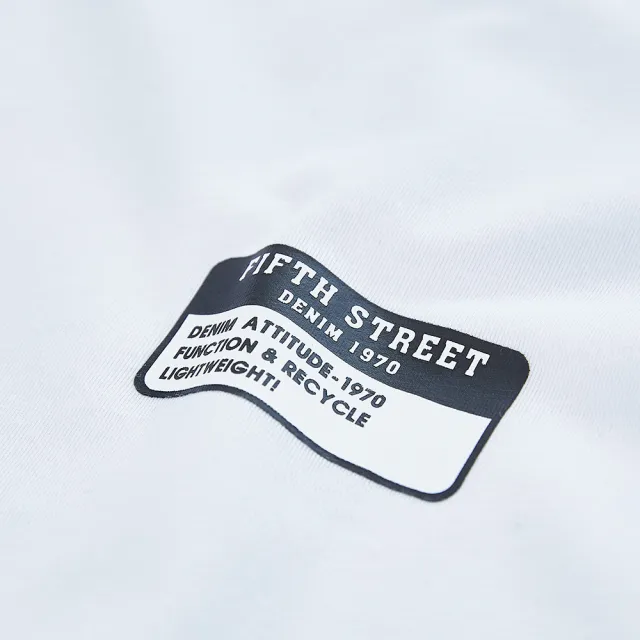 【5th STREET】男裝 短袖 短t 上衣 t恤 TEE 機械 LOGO 印花 白色(5A7007)