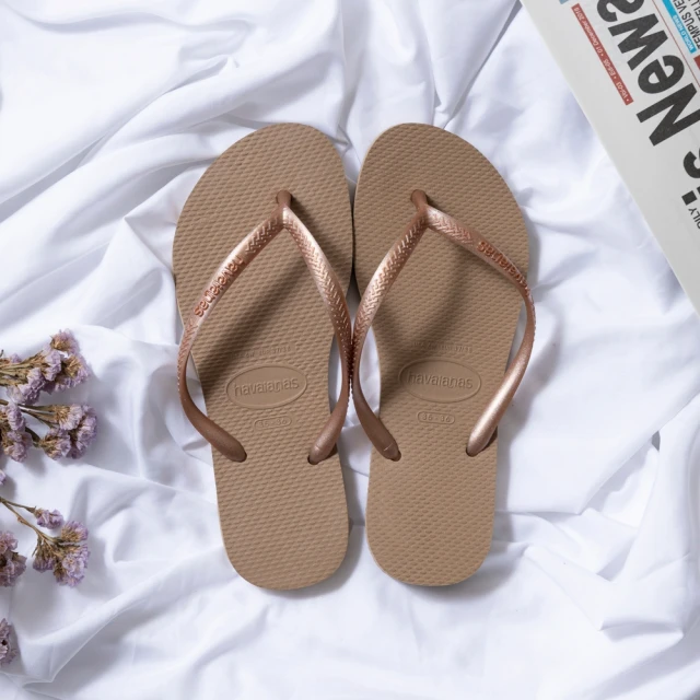 havaianas 哈瓦仕 SLIM 玫瑰金色(拖鞋 女鞋 夾腳拖 素色 巴西)