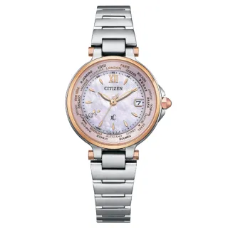 【CITIZEN 星辰】xC 光動能 萬年曆 白蝶貝 電波對時女錶 29MM 新年禮物 交換禮物(EC1011-62W)