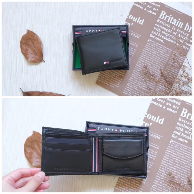 【Tommy Hilfiger】專櫃禮盒組 Leather Bifold 多功能夾層 雙折短夾 零錢袋(專櫃多款式)