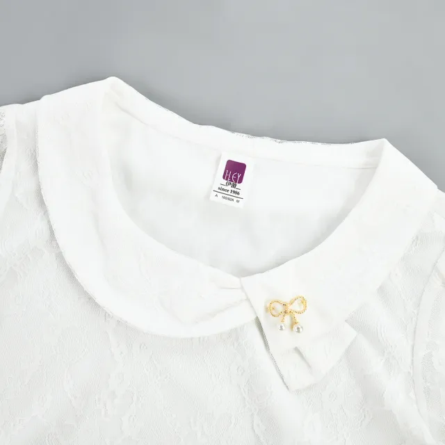 【ILEY 伊蕾】甜美優雅翻領造型蕾絲上衣(白色；M-2L；1232011834)