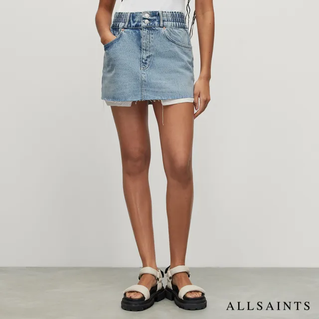 【ALLSAINTS】HAILEY 刷破高腰多口袋牛仔短裙 WS054Y(修身版型)