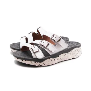 【WALKING ZONE】女 三帶皮釦增高厚底拖鞋 女鞋(白色)