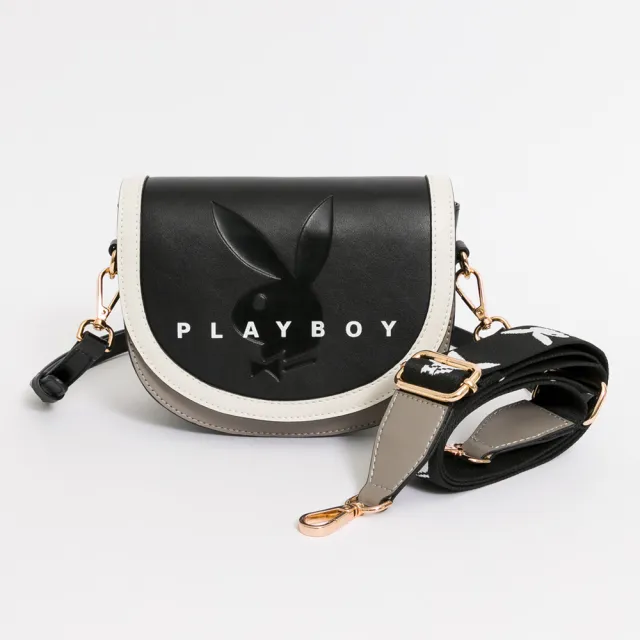 【PLAYBOY】翻蓋斜背包 Retro sweetheart系列(黑色)