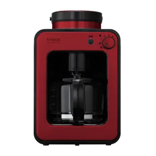 【Siroca】crossline 自動研磨悶蒸咖啡機-紅SC-A1210R(送不銹鋼咖啡壺)