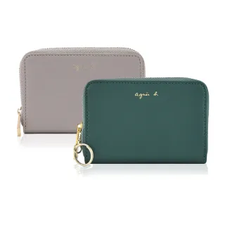 【agnes b.】皮革燙金logo鑰匙零錢包(多色選)