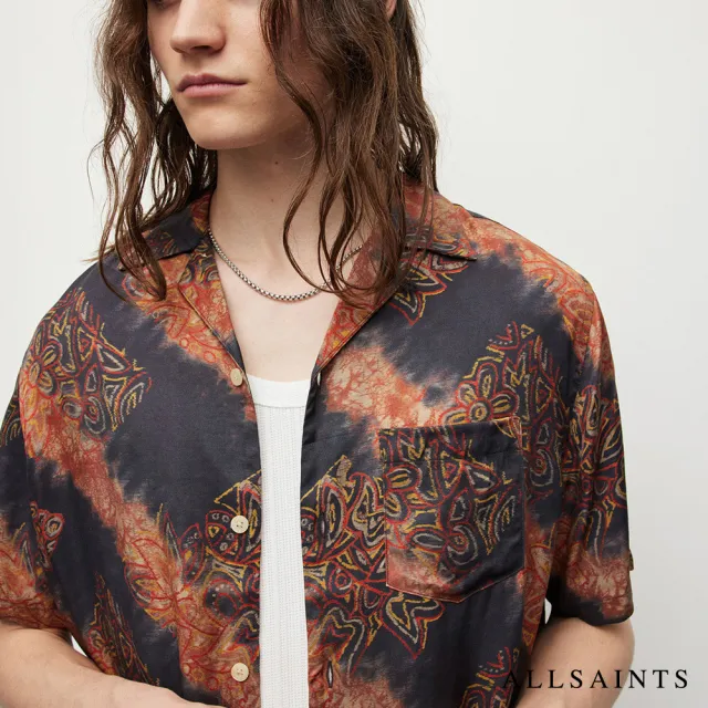 【ALLSAINTS】ZIPO 人造絲復古印花夏威夷短袖襯衫 MS193Y(舒適版型)