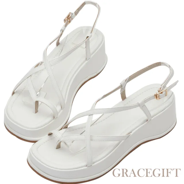 【Grace Gift】交叉夾腳套趾涼鞋